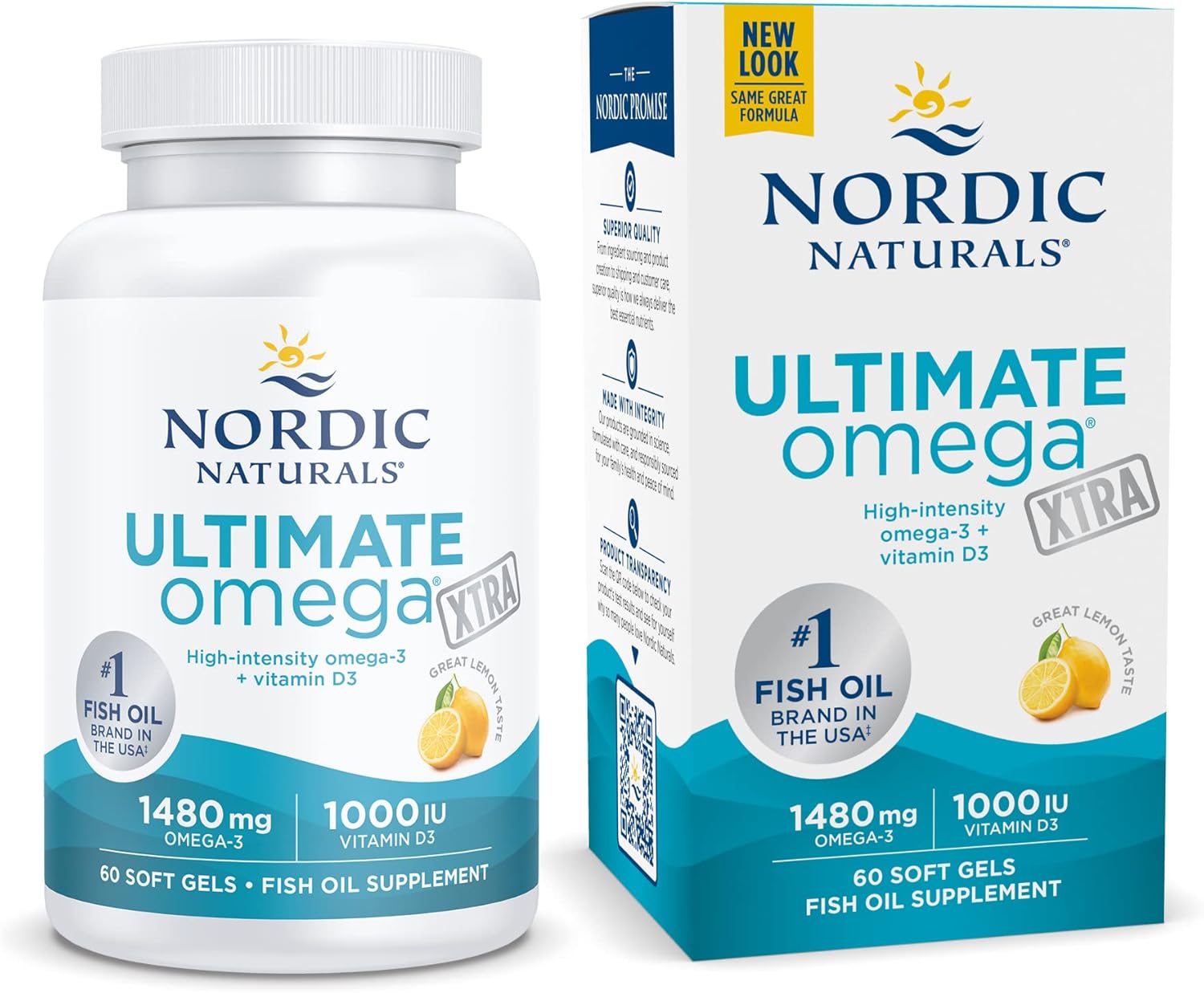 Nordic Naturals Ultimate Omega Xtra, Lemon Flavor - 60 Soft Gels - 1480 mg Omega-3 + 1000 Immune Health - 30 Servings